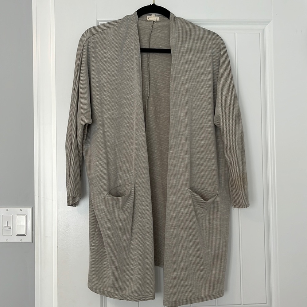 Donni white and beige striped cardigan